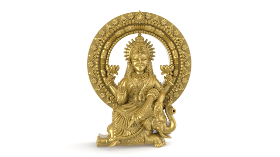 joyeux Lakshmi 3d print model 2 Gajalaxmi gaja lakshmi laxmi statue stl fichier bijoux Murti Dieu goujat spectacle pendentif 3d print model - Mito3D