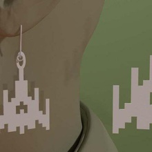 galaga navire boucles d'oreilles bijoux des de l'espace jeu boucle d'oreille d'arcade 3d print model - Mito3D