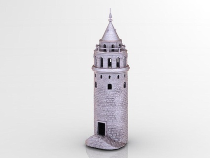 galata tower - 3 part kulesi 3d model stl easy print easyprint toy miniature building leaning architecture turkey istanbul simple home decoration decor 3d print model - Mito3D
