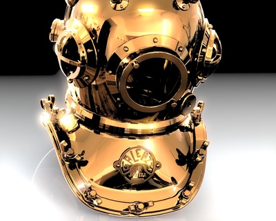 galeazzi dalgıç kask takı kolye tüplü dalış altın Donanma mühürler 3d print model - Mito3D