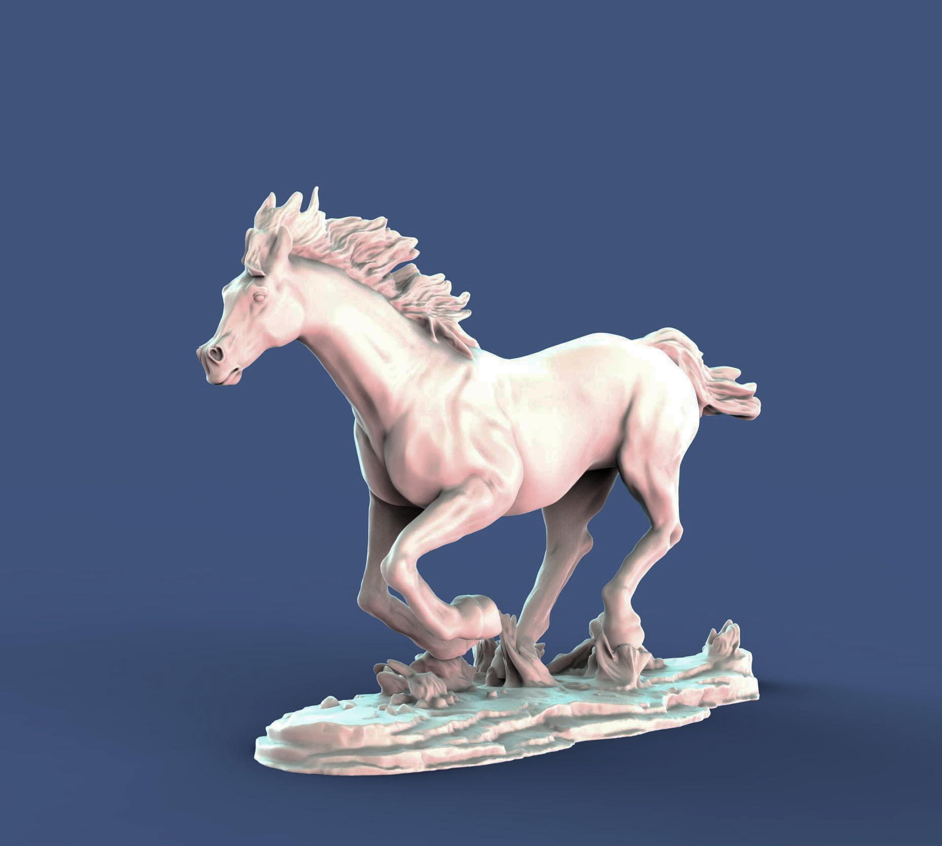 galoppo cavallo arabo razza scultura arredamento animale in esecuzione modello posizione statua 3dprinting miniature figurine 3D print model - Mito3D