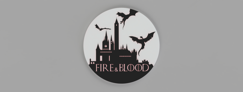 game thrones - fire blood coaster 3d print model - Mito3D