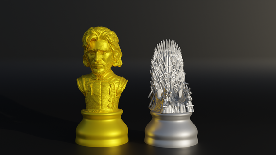 game thrones figure chess set - 8 different pieces 3d print model game thrones chess stl chess board chess character scifi victory pawn queen gameplan sculpture game chess knight board knight king bishop rook horse chessboard  3d print model - Mito3D