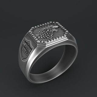 jogos tronos casa rígido anel jóia ouro prata masculino argolas joalheria 3dprint livre free3d 3d print model - Mito3D