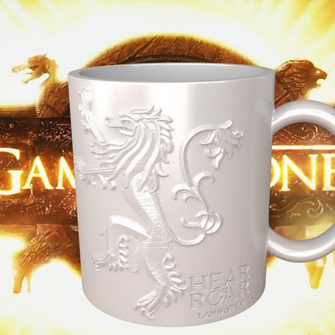 oyun lannister kahve mug thrones home roar hear cersei jaime tywin tyrion cups mugs stark winterfell coming wolf glassware house kitchen drink drinks epic awesome amazing easy quick fast printing got baratheon rr martin george hbo dierwolf north bas embossed relief sculpture engraved 3D print model - Mito3D