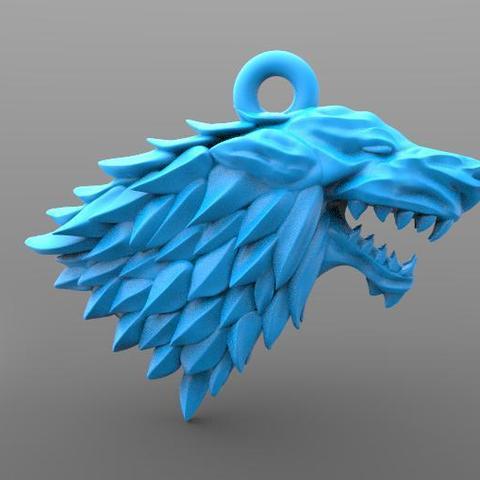 game thrones stark keychain jewelry jannie wolf dragon keyring 3D print model - Mito3D