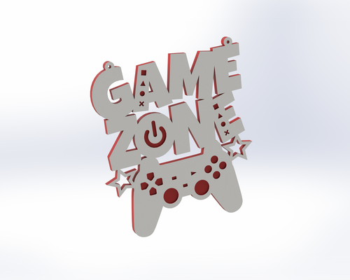 game zone door sign art gaming gameroom gamerlife playhard virtualworlds 3d print model - Mito3D