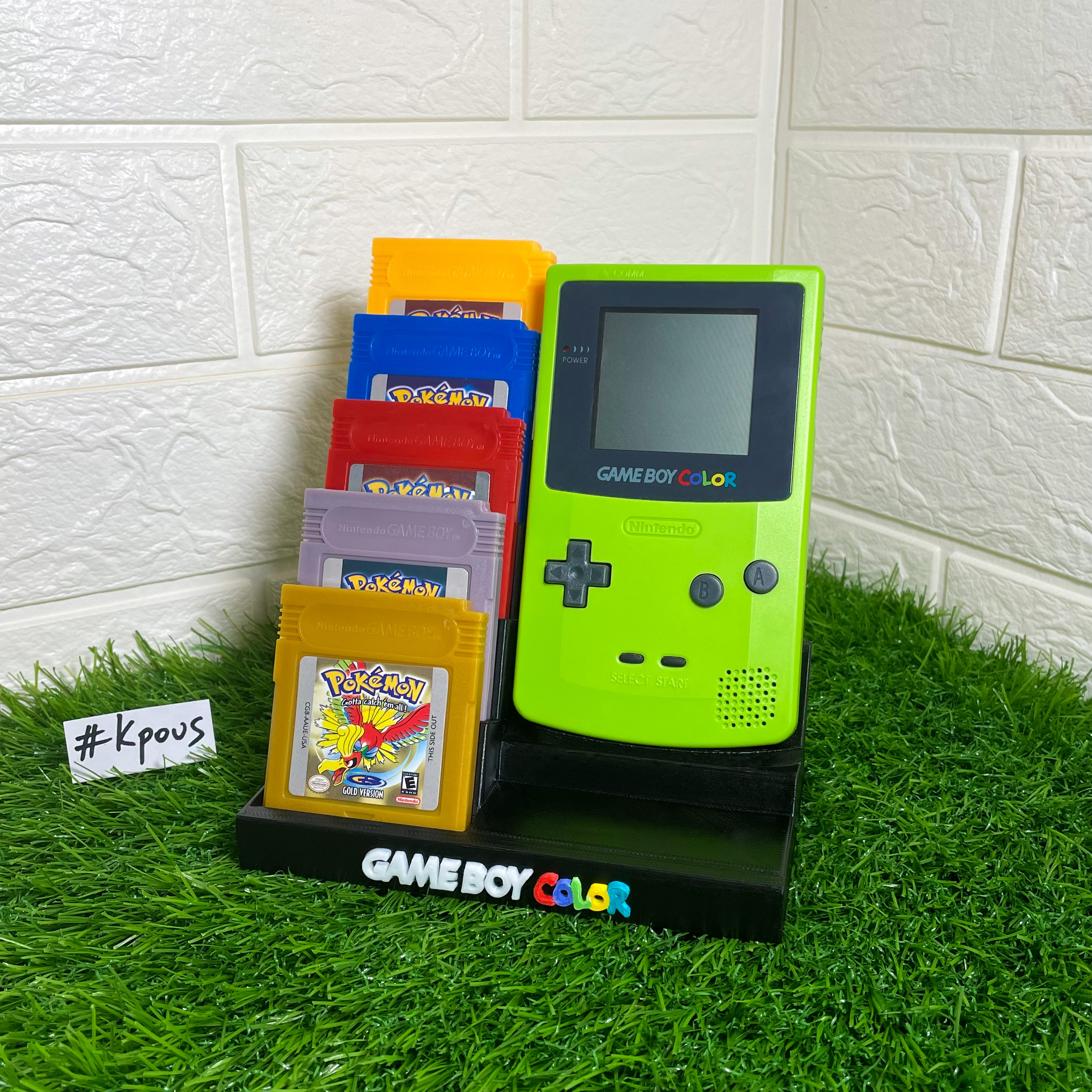 gameboy color stand 5x game cartridges holder micro boy display 3D print model - Mito3D