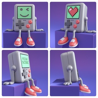 Gameboy figurine 3 écran messages Jeu garçon art jouet nintendo boîte rétro arcade toon 80's récipient Accueil maison décor 3d print model - Mito3D