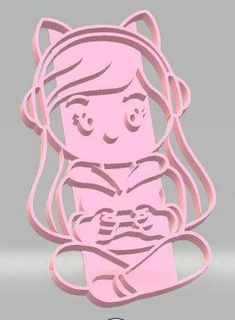 gamer girl cookie cutter cookie cutter gamer muffin girl polymer clay  3d print model - Mito3D