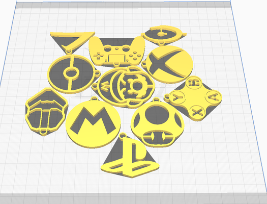 jogador chaveiros variado toque xbox nintendo jogos suporte vídeo apoia bases chave argolas pokémon mario 3d print model - Mito3D