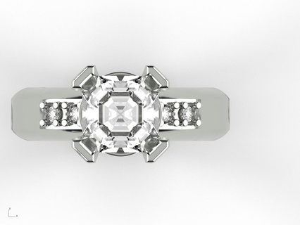 ganache grain 55 7x7 design ring size us tolerance stl diamond engagement wedding 3d print model - Mito3D