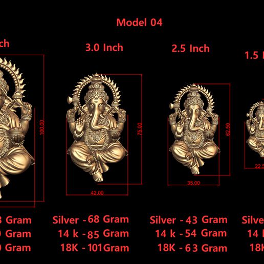 ganesh ji model 04 light weight models sizes 3D print model - Mito3D