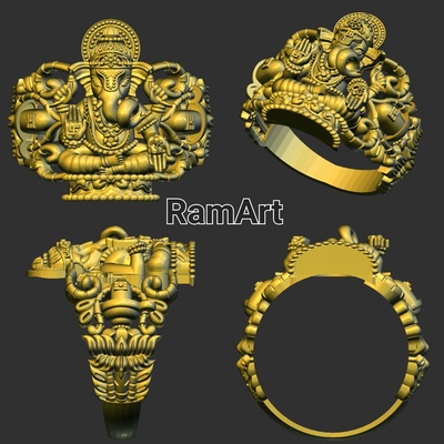 ganesh squillare 3d modello ji bal anelli 3d print model - Mito3D