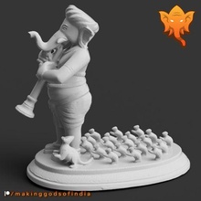 Ganesha pie cornemuseur art Ganesh Inde hindou Dieu l'éléphant 3d print model - Mito3D