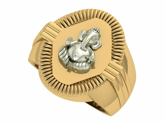 ganesha ring man jewelry rings gold printable silver jewellery engagement jewel diamond wedding 3d print model - Mito3D