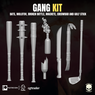 gang kit action figures gi joe mezco marvel legends classified force accesory gear armory bat golf molotov 3d print model - Mito3D