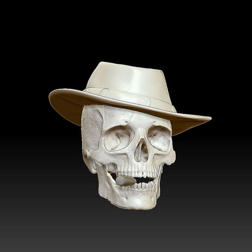 gangster crânio ossos cruzados charuto chapéu 3D print model - Mito3D