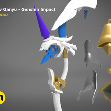 ganyu amo arco genshin impacto juego anime arma magia arquero cosplay cazador guardabosque 3d print model - Mito3D