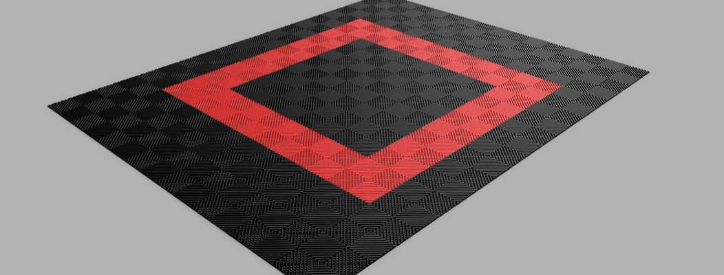 garage flooring plastic tile floor recessed 315x315 baseboard art plinth 3d print model - Mito3D