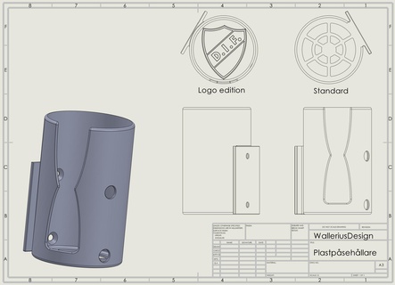 Müll Tasche Spender Halter Unterstützung Plastik Lager 3d print model - Mito3D