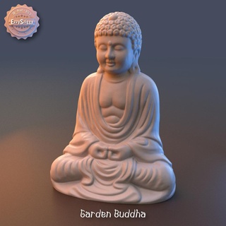 giardino buddha statua scultura legna intaglio arte religione meditazione 3d modello 3d print model - Mito3D