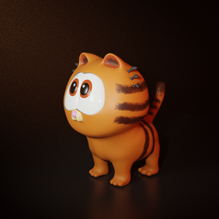 Garfield pequeno arte gato filme Admirador animal laranja carnudo Alto poli abandonado 3d print model - Mito3D