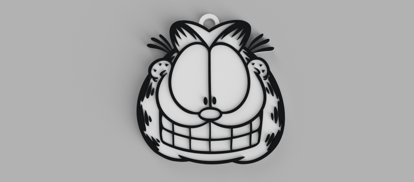 garfield sorridente portachiavi pendente orecchino 3D print model - Mito3D