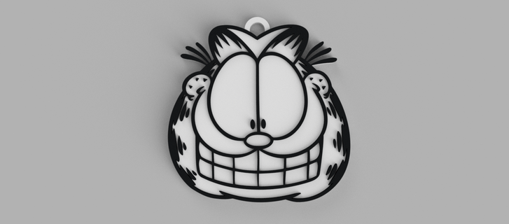Garfield souriant porte clés pendentif boucle d'oreille 3d print model - Mito3D