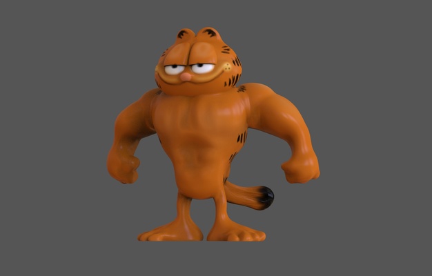 garfield strong art cat character caricature fun tender cats animal mascot 3d print model - Mito3D