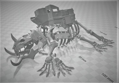 gigantesco orcoide bestia scheletro guerra martello ondulato orco terreno 28mm 3d print model - Mito3D