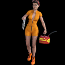 gas pump girl vintage 2 car wash girls soap tube bucket f1 pit head coach talk 3d print model - Mito3D