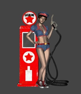 gas station pump girl scale gas station pump girl f1 helmet game champion race formula 1 win people diaroma road resin sla fdm bust car statue  3d print model - Mito3D
