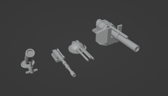 gaslands cannon set Game machinegun mortar weapons guns creepyhero studios 3d print model - Mito3D