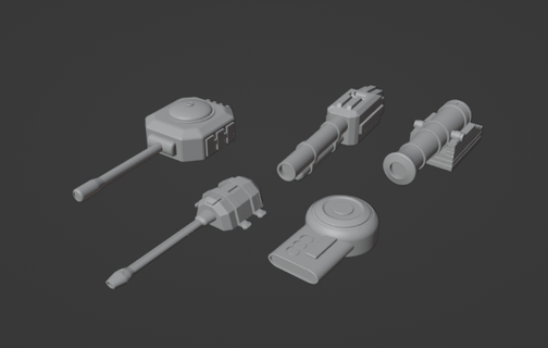 gaslands cañón conjunto arma pistola obús tanque pirata héroe espeluznante estudios 3d print model - Mito3D