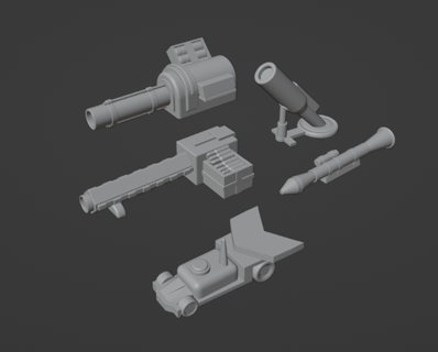 gaslands explosive weapons one set guns mortor rc bomb creepyhero studios 3d print model - Mito3D