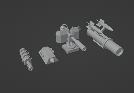 gaslands echador llama conjunto juego misil cohete armas bits héroe espeluznante 3d print model - Mito3D