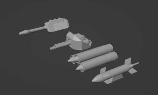 gaslands echador llama conjunto juego cohete misil armas pistola héroe espeluznante estudios 3d print model - Mito3D