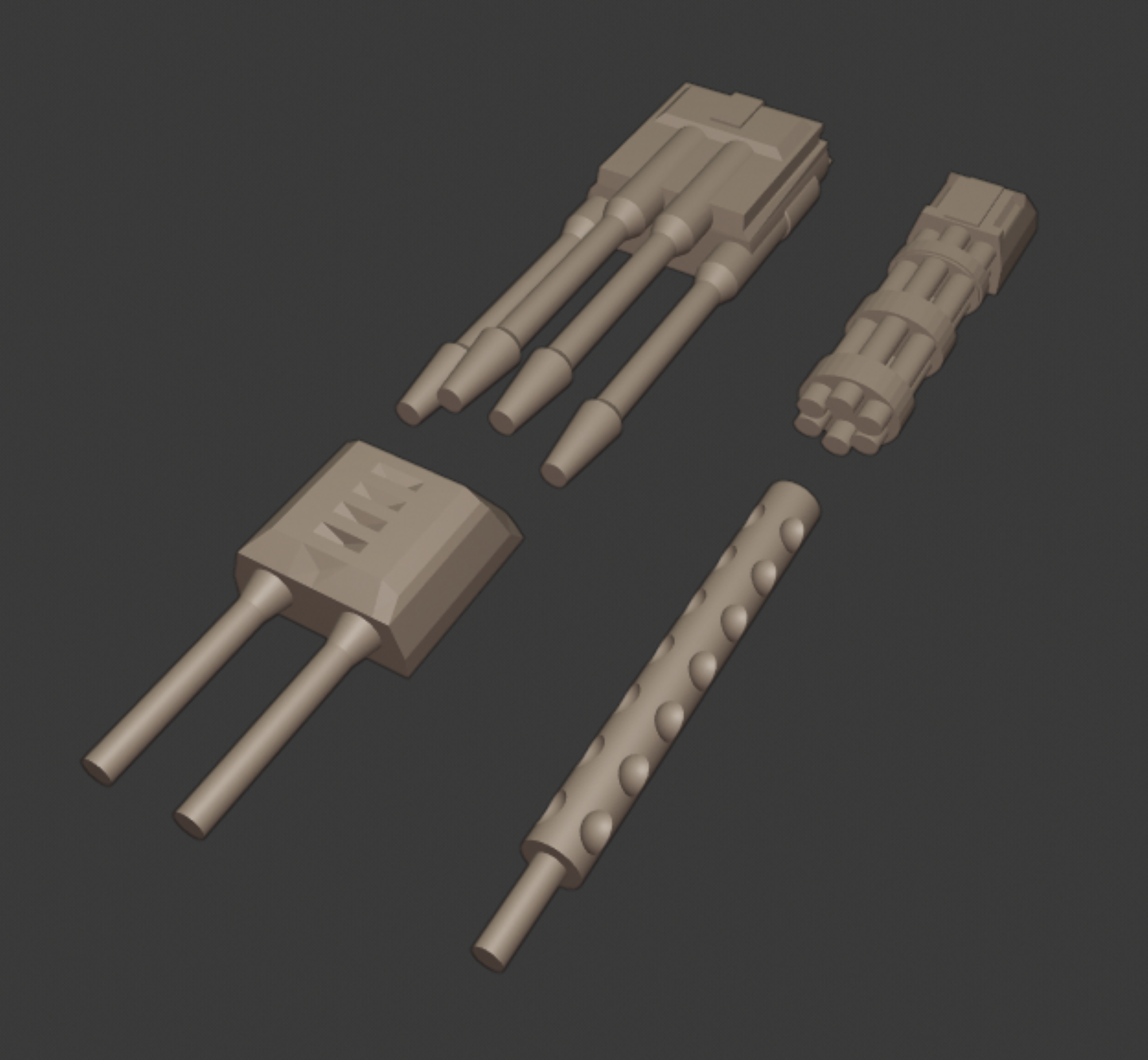 Gaslands metralhadora conjunto armas metralhadoras herói assustador bits 3D print model - Mito3D