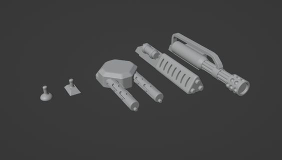 gaslands machinegun set Game weapons machineguns creepyhero carwars 3d print model - Mito3D