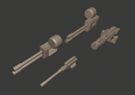 gaslands machinegun set weapons machineguns creepyhero carwars bits guns 3d print model - Mito3D