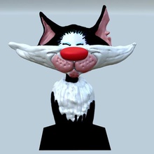 gaston lagaffe gato a arte animais do busto figura escultura brinquedo 3d print model - Mito3D