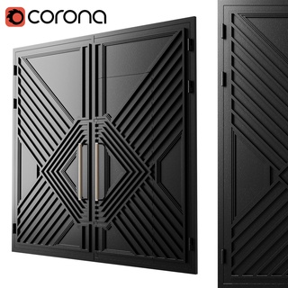 portón negro desván 05 arquitectura cromo madera 3d print model - Mito3D