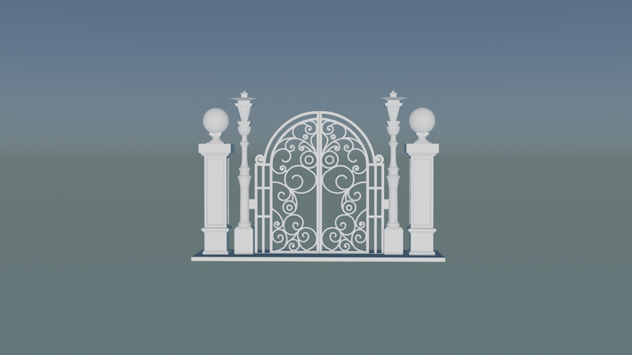 recintato grandezza 3d architettura ornato entrata celeste cancello lantern lit portale pilastri giardino passaggio gateway moderno design esterno paesaggio progettazione arredamento 3d print model - Mito3D