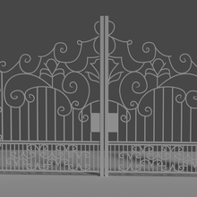 gateway exterior gate architecture barrier door grille lock entrance security wooden fence iron entry ironwork futurism enclosure cutting railing grid house 3d print model - Mito3D
