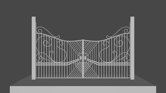 gateway exterior gate v2 architecture barrier door grille entrance security wooden fence iron entry ironwork futurism enclosure cutting railing grid house 3d print model - Mito3D