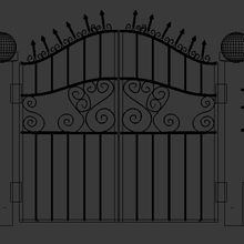 passerelle extérieur Manoir porte architecture entrée clôture ornemental cambre grille escrime sortie frontière site composant enceinte bâtiment ferronnerie jeter routeur 3d print model - Mito3D