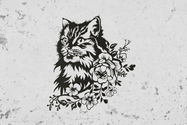 gato gatto decoracion de ridotto murale cuadro mascota cane deco parete casa animale domestico realistico adorno amor arte en 3d print model - Mito3D