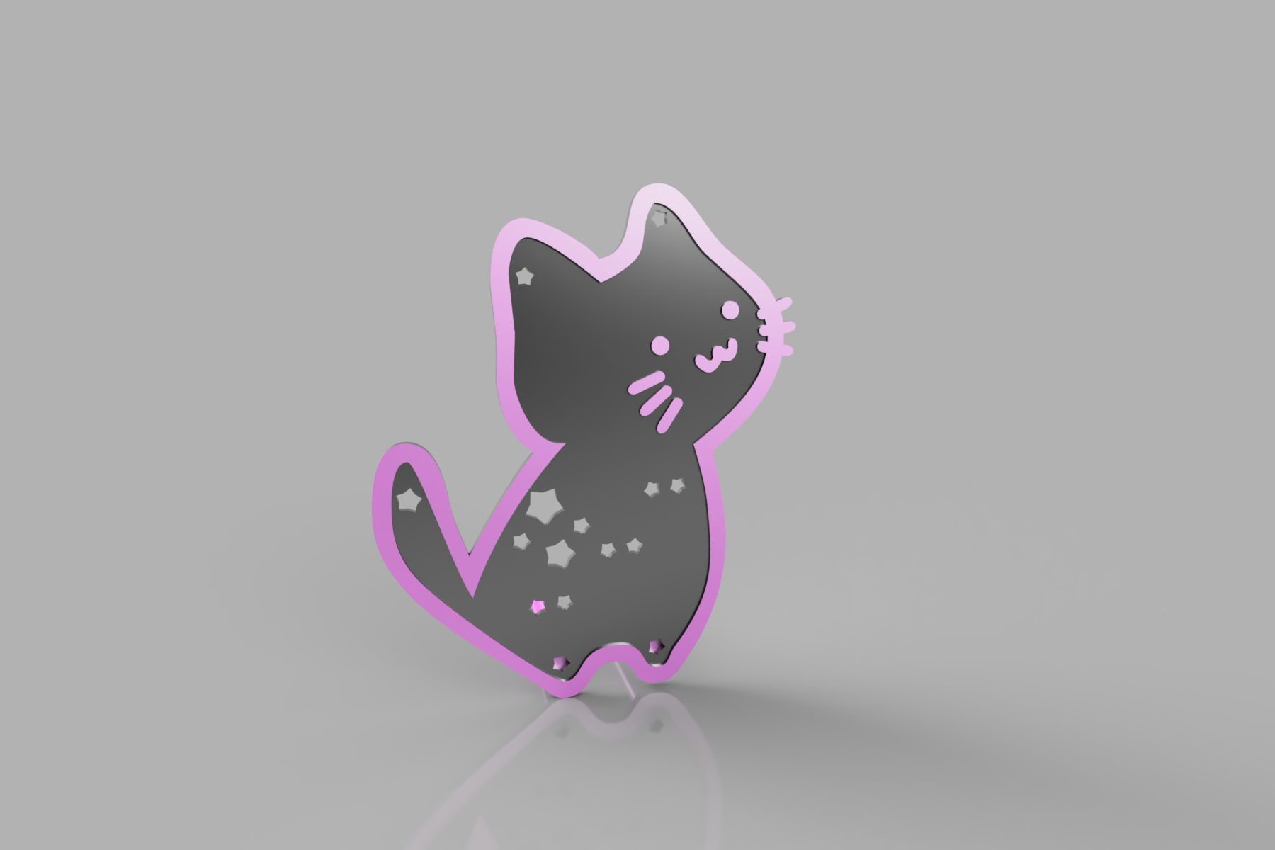 gato kawaii exhibidor aros joyero joyas gatito 3D print model - Mito3D