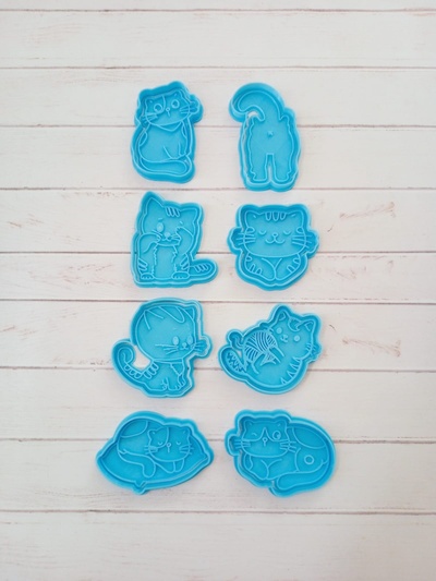 gatos cortante galletas accueil maison gato chat félin mascota cortantes cocina moules reposteria trousse pack cortadores sello 3d print model - Mito3D